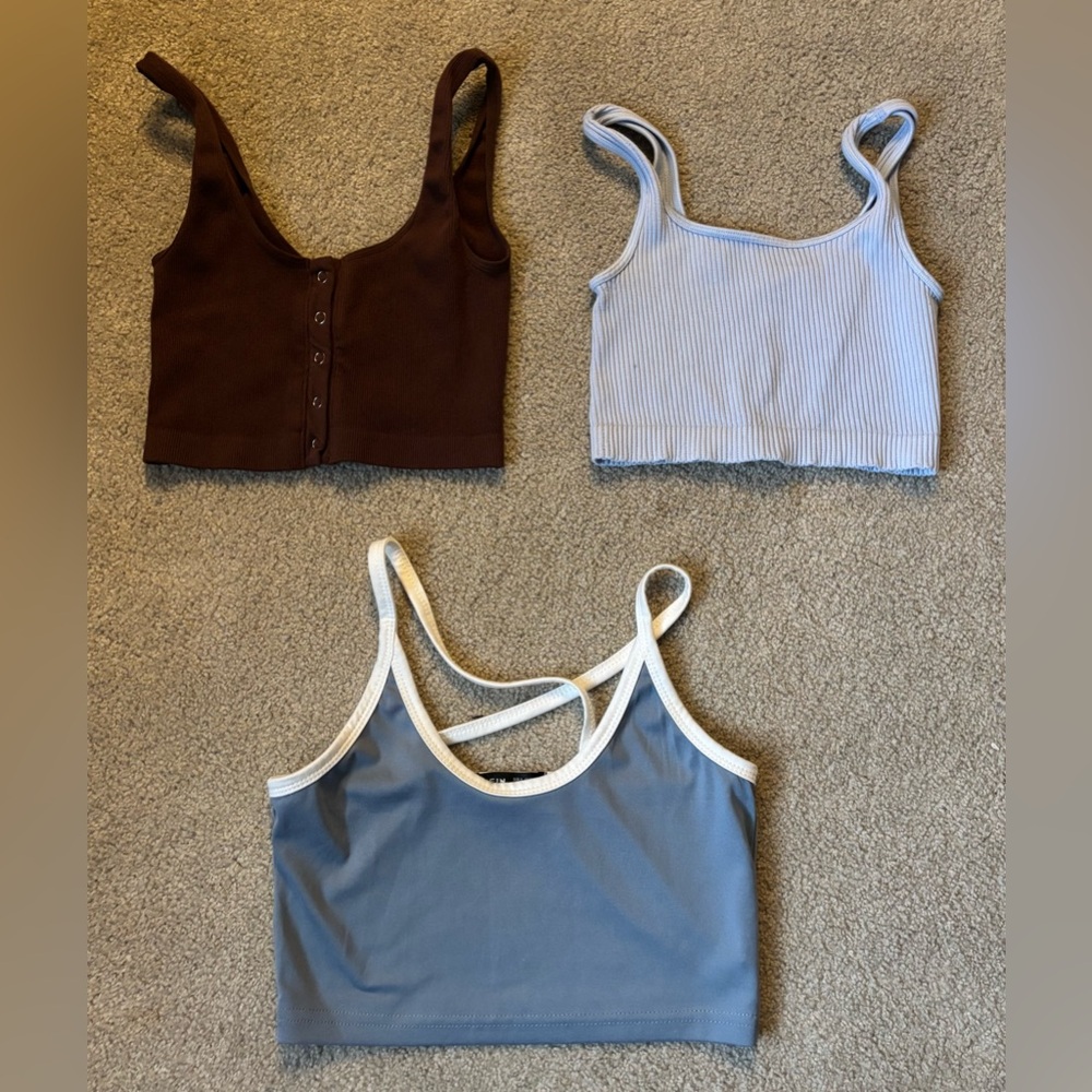 Stylish Women's Tank Top Set - Brown, Light Blue, Gray